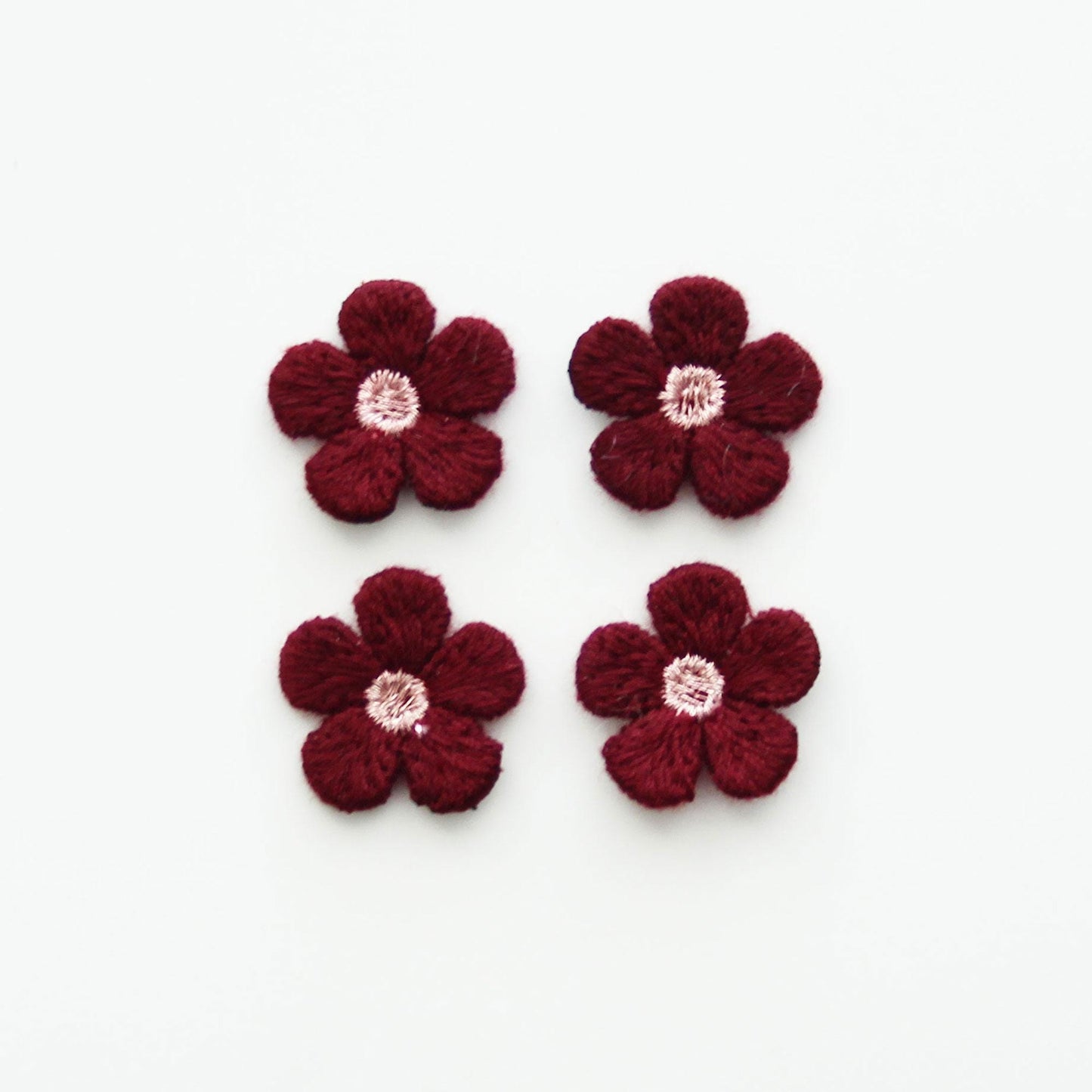 Embroidered Flower Appliques 0.78in (2cm) | Mini Floral Embroidery Patch 4pcs