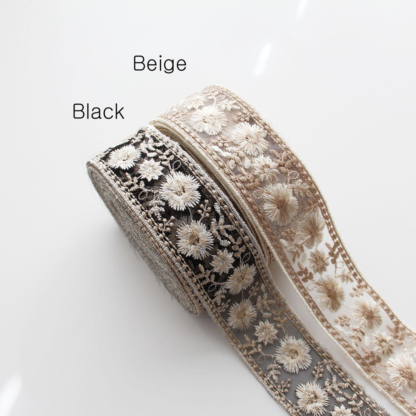 Embroidered Daisy Lace Trim - Vintage Floral Ribbon, 5Yards