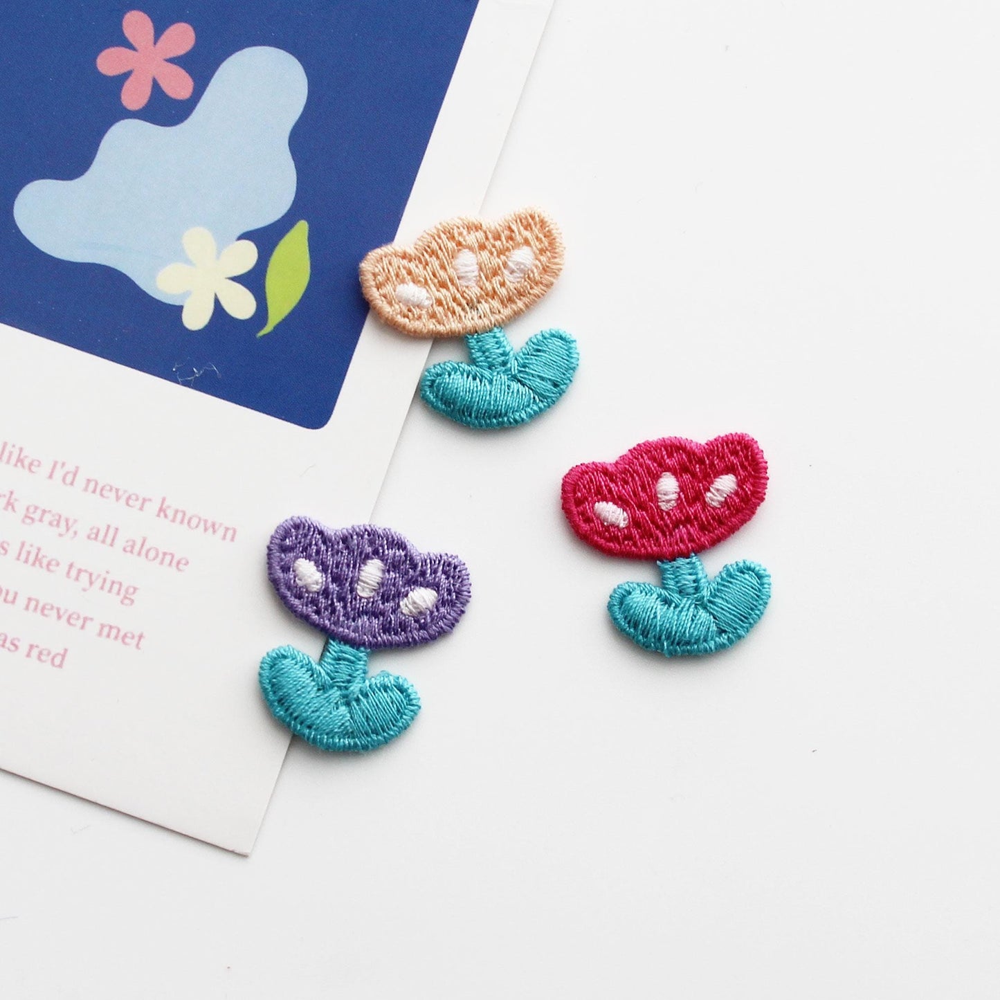 Cute Mini Tulip Embroidered Patch 4pcs