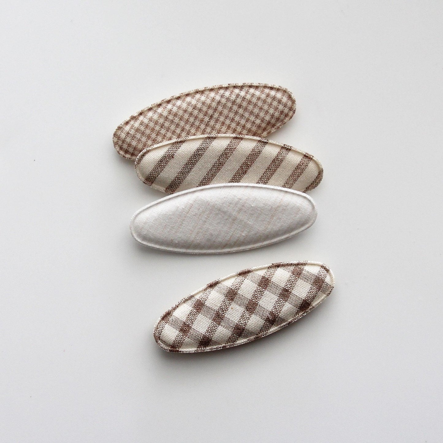Linen Fabric Covered Snap Clip, DIY Hair Accessory Supplies, 4pcs