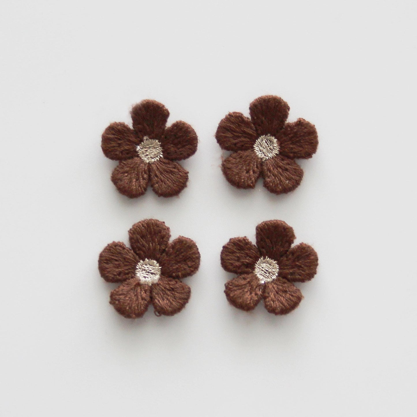 Embroidered Flower Appliques 0.78in (2cm) | Mini Floral Embroidery Patch 4pcs