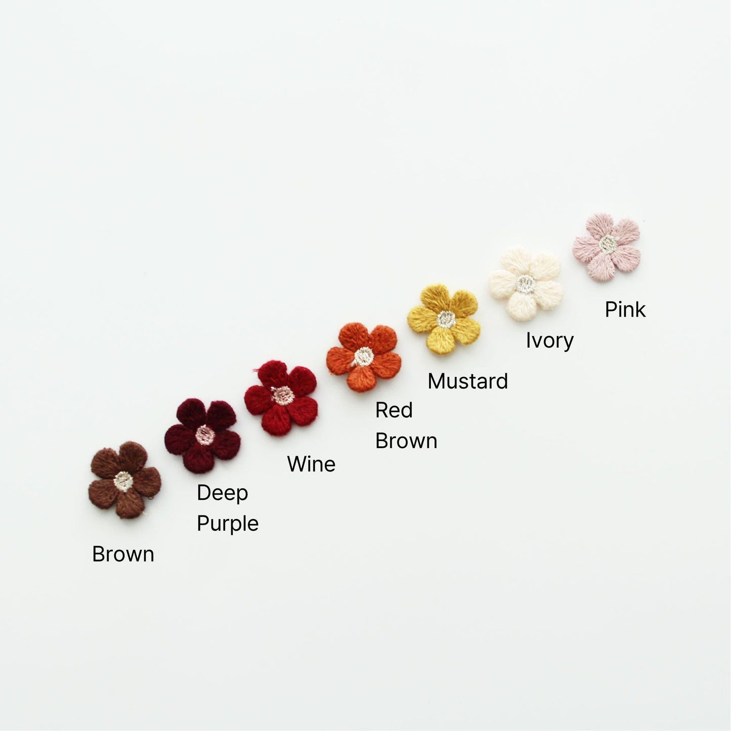 Embroidered Flower Appliques 0.78in (2cm) | Mini Floral Embroidery Patch 4pcs
