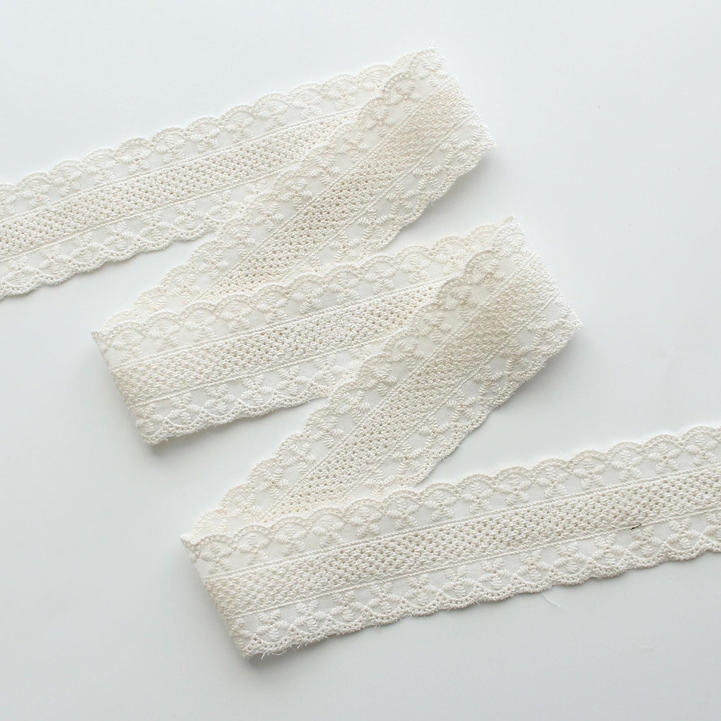 Natural Floral Embroidered Cotton Lace (Width 1.65in/4.2cm) x 5Yards