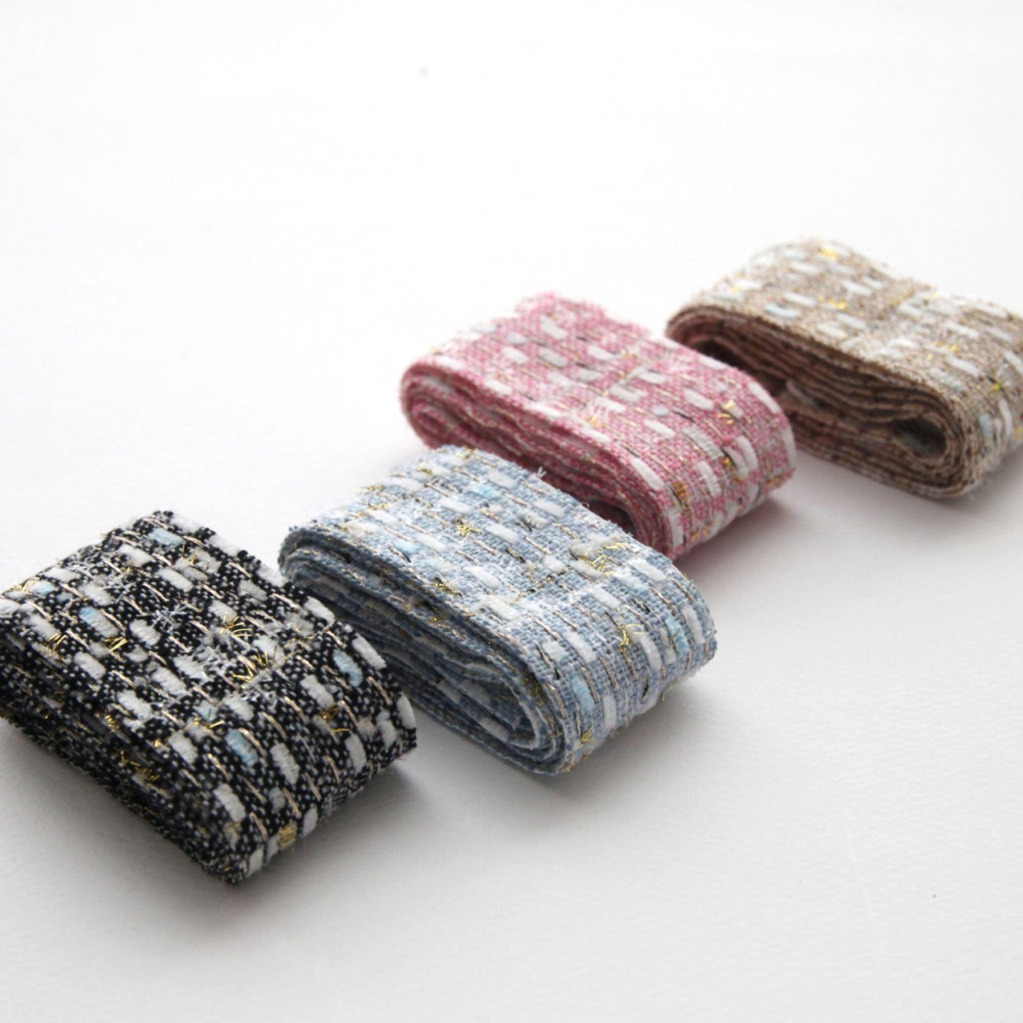 Tweed Ribbon with Gold Metallic Thread 1.5" (3.8cm) x 5Yards