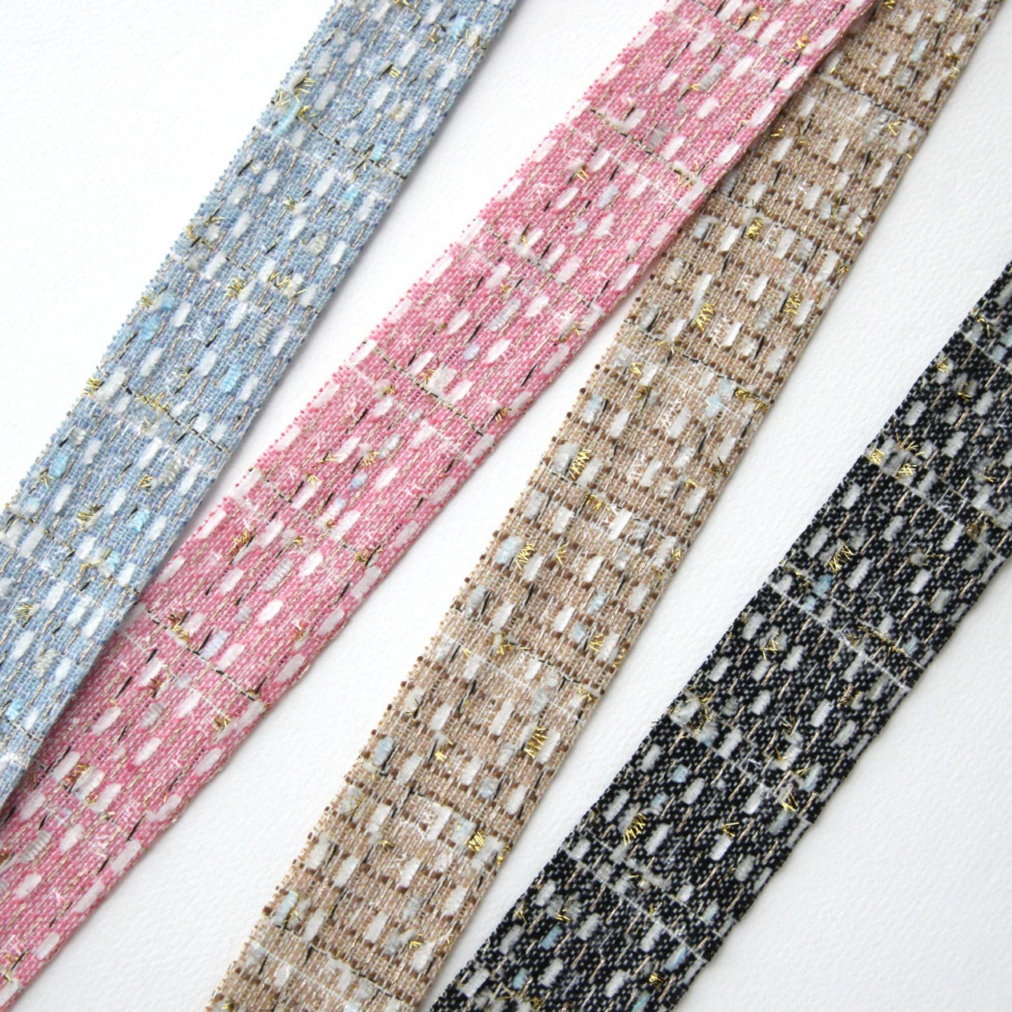 Tweed Ribbon with Gold Metallic Thread 1.5" (3.8cm) x 5Yards