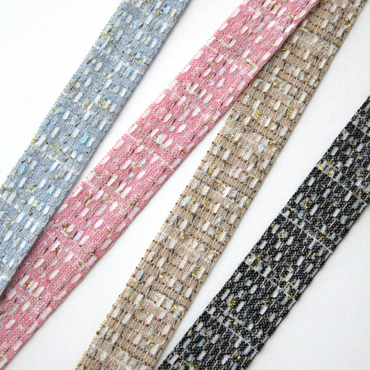 Tweed Ribbon with Gold Metallic Thread 1.5" (3.8cm) x 5Yards