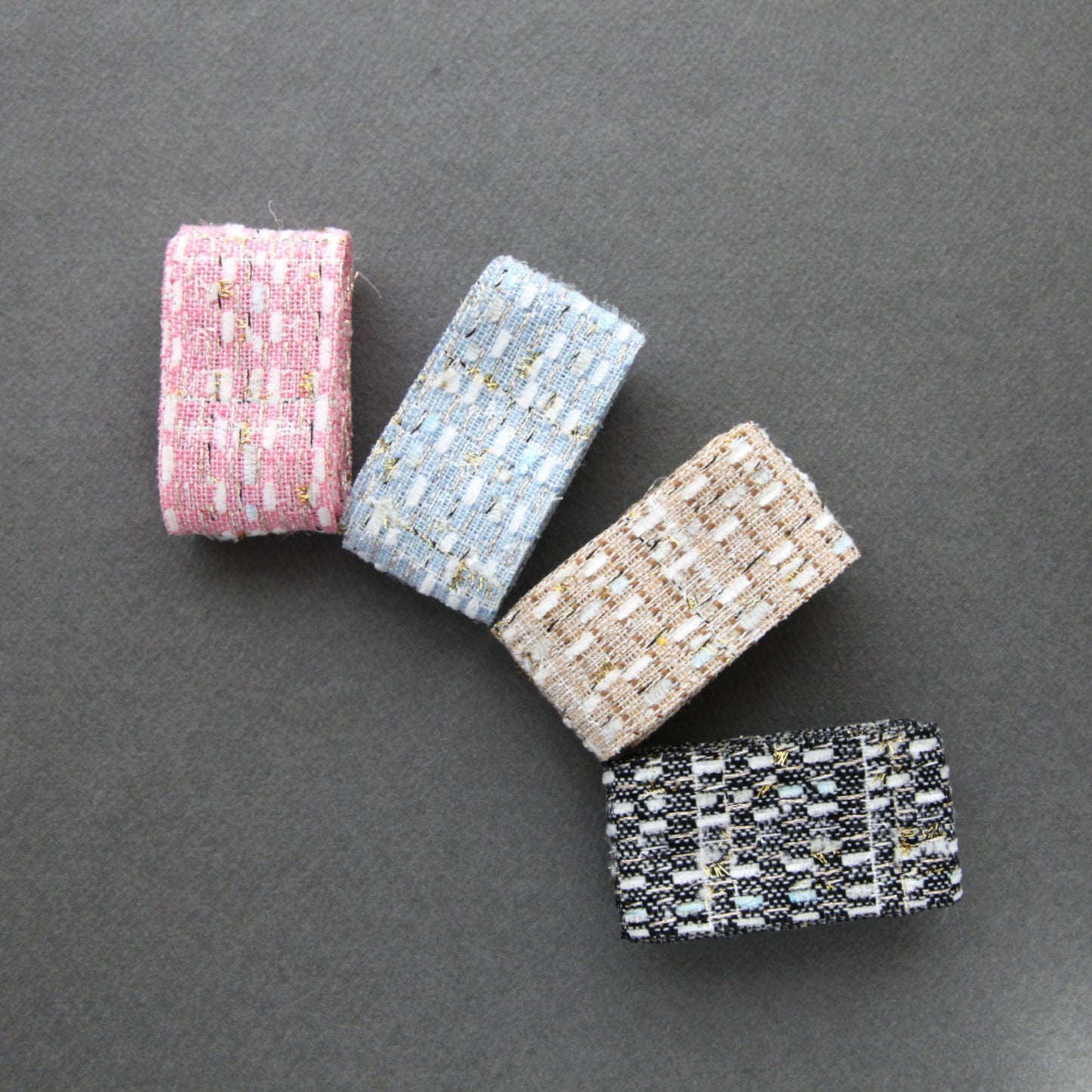 Tweed Ribbon with Gold Metallic Thread 1.5" (3.8cm) x 5Yards