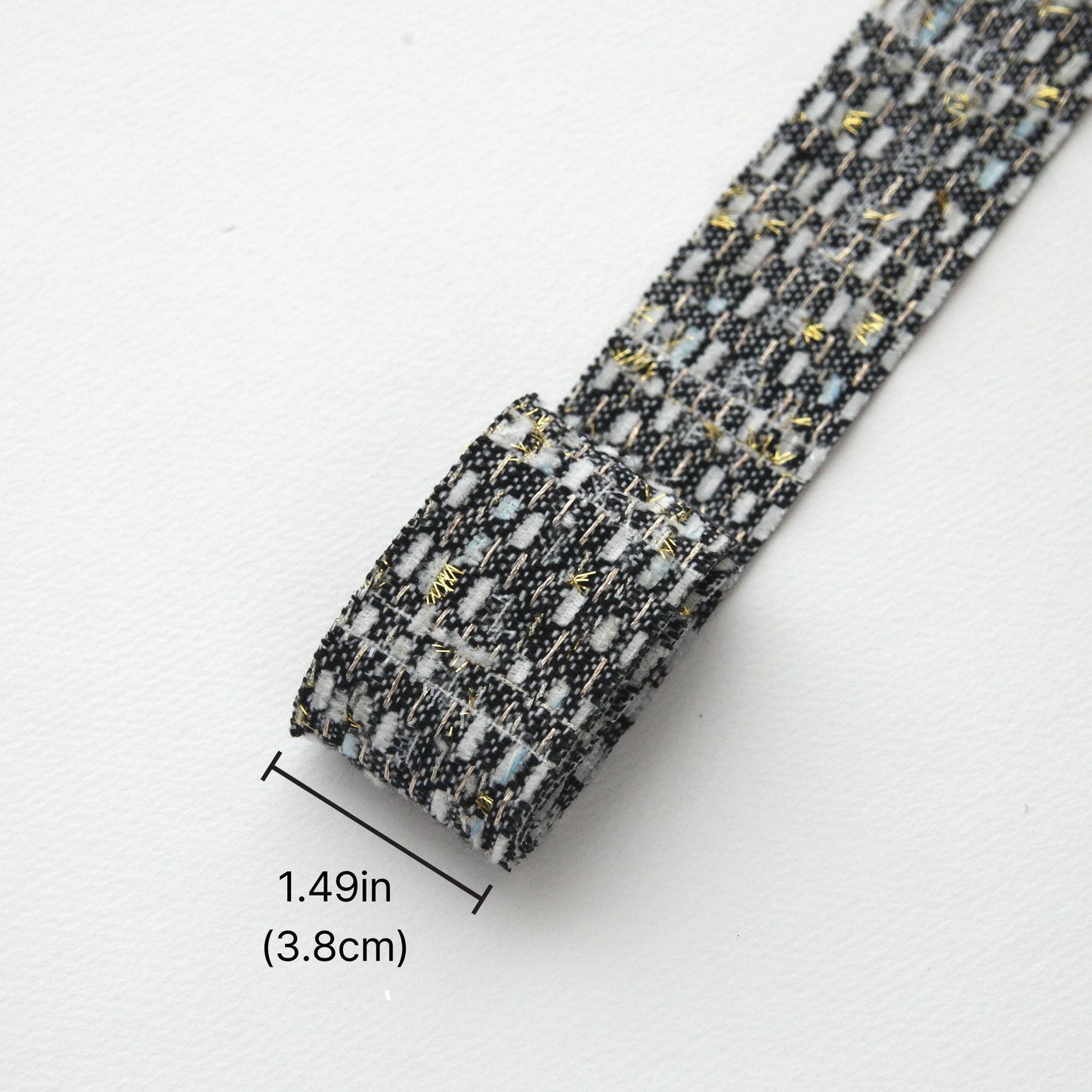Tweed Ribbon with Gold Metallic Thread 1.5" (3.8cm) x 5Yards