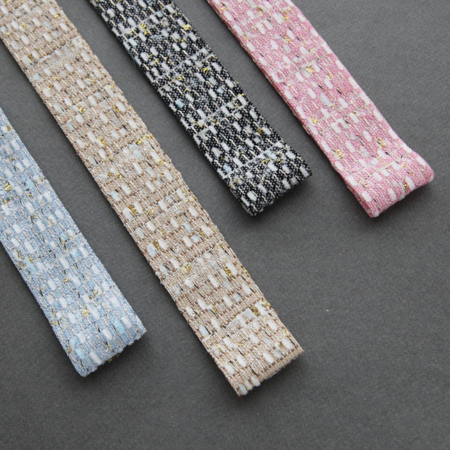 Tweed Ribbon with Gold Metallic Thread 1.5" (3.8cm) x 5Yards