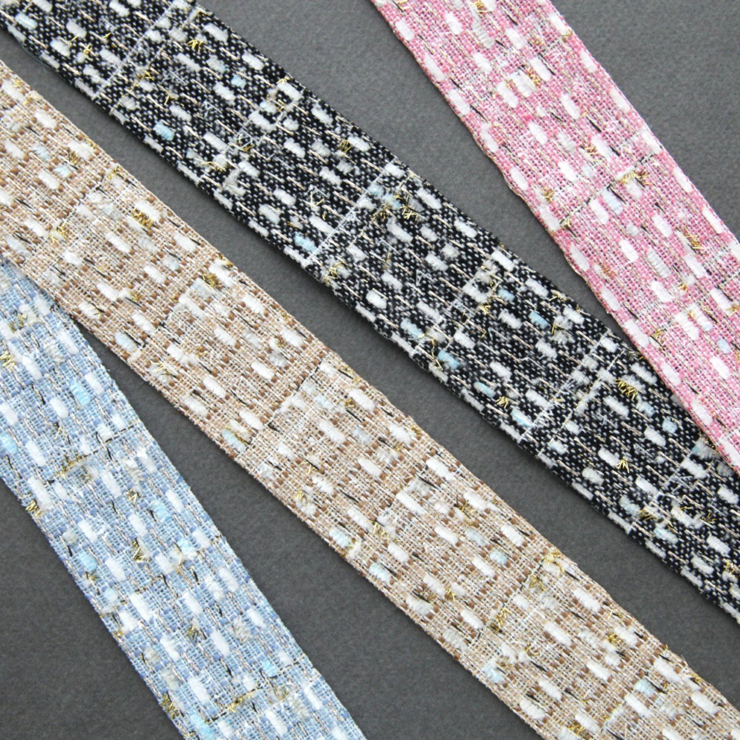 Tweed Ribbon with Gold Metallic Thread 1.5" (3.8cm) x 5Yards