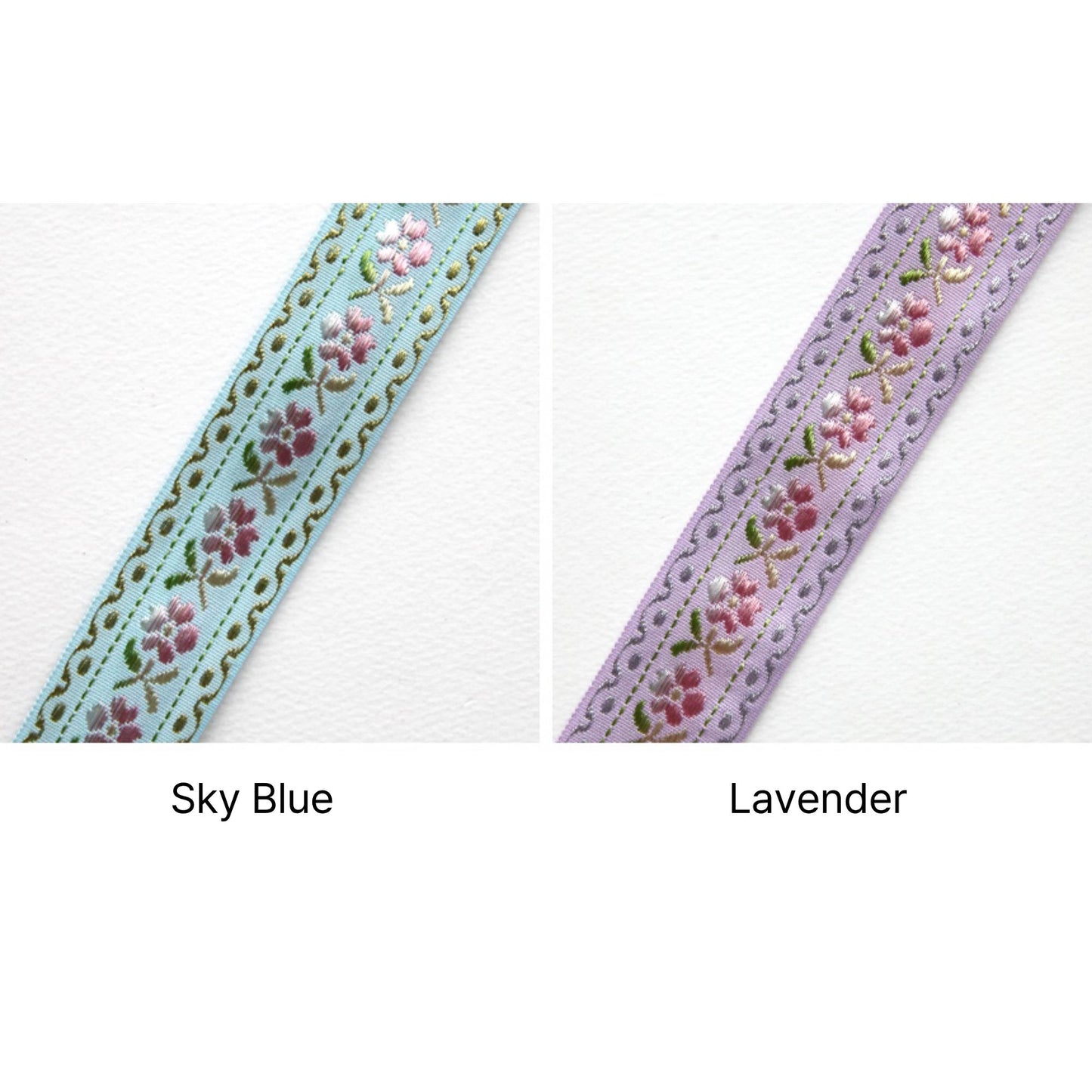 Pastel Floral Embroidered Ribbon 5Yards