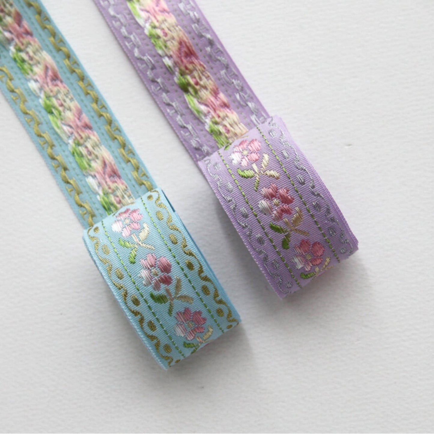 Pastel Floral Embroidered Ribbon 5Yards