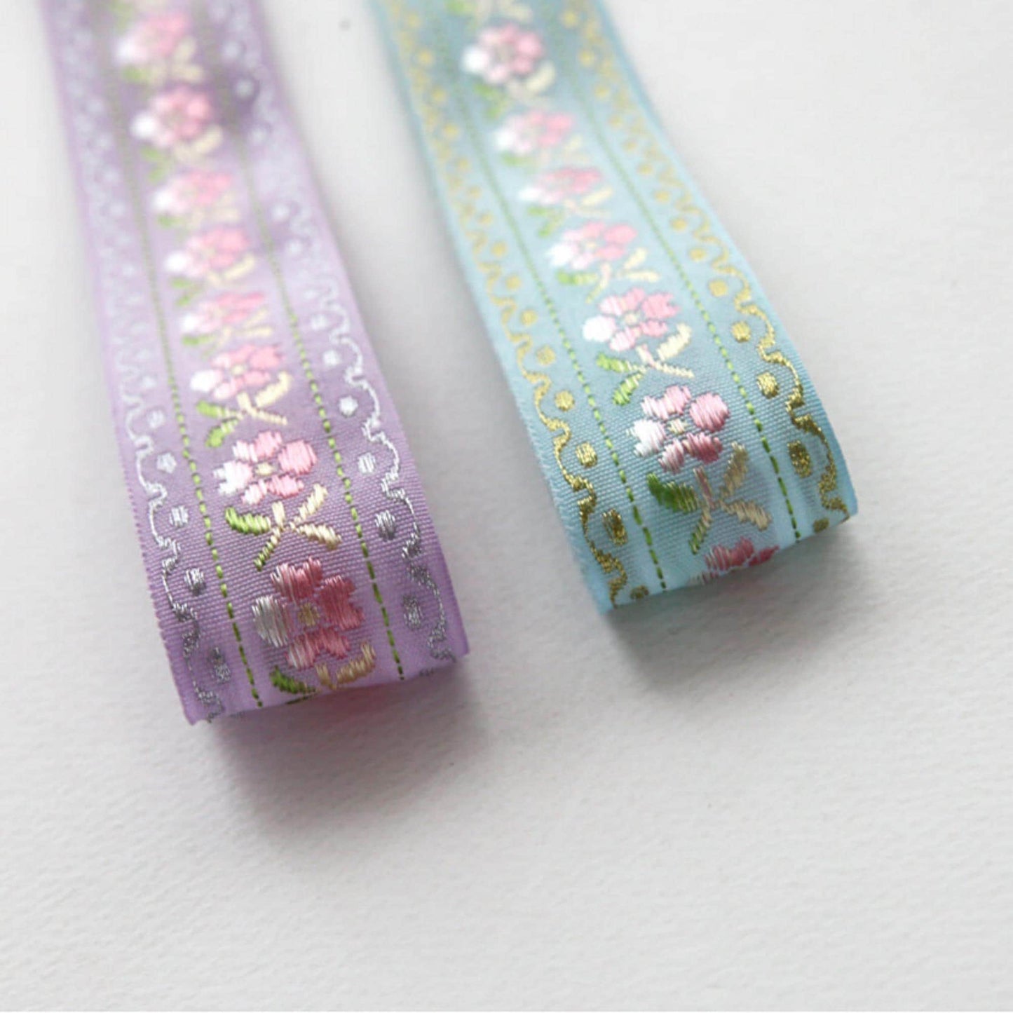 Pastel Floral Embroidered Ribbon 5Yards