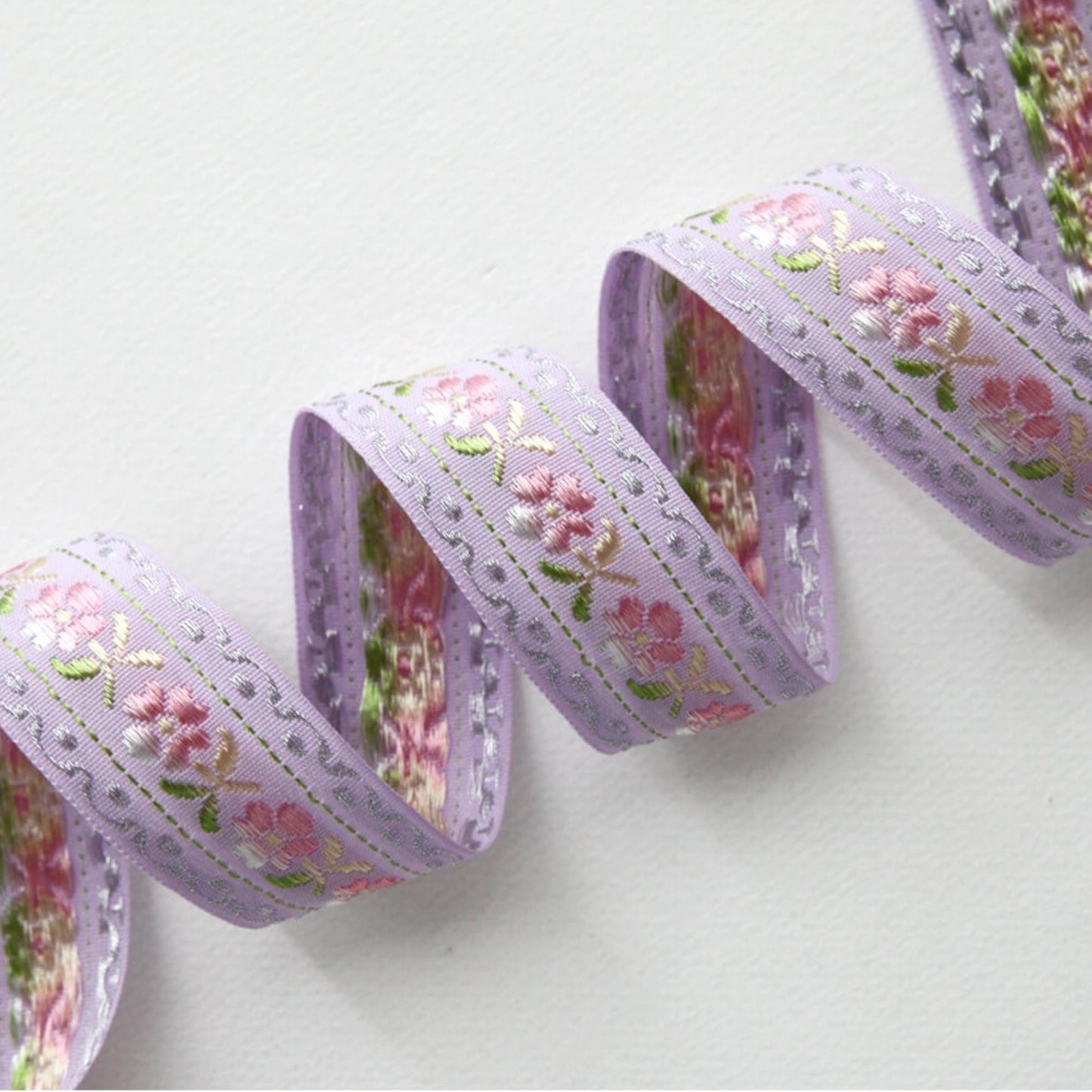 Pastel Floral Embroidered Ribbon 5Yards