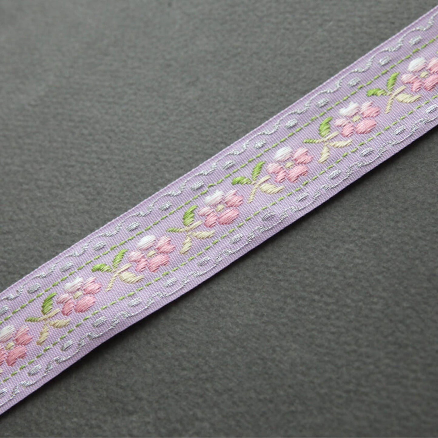 Pastel Floral Embroidered Ribbon 5Yards