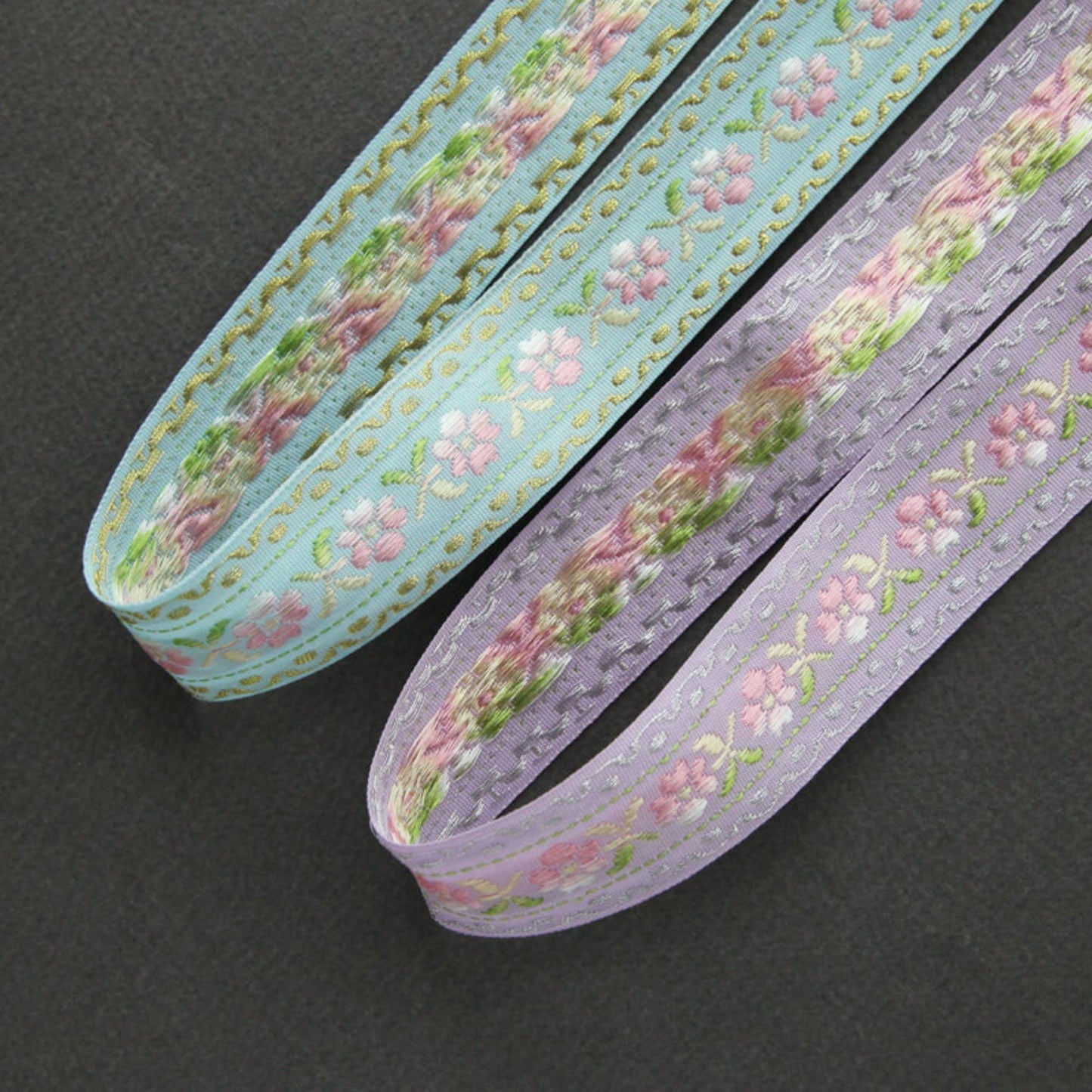 Pastel Floral Embroidered Ribbon 5Yards