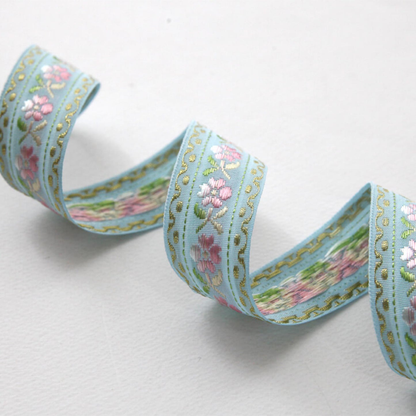Pastel Floral Embroidered Ribbon 5Yards