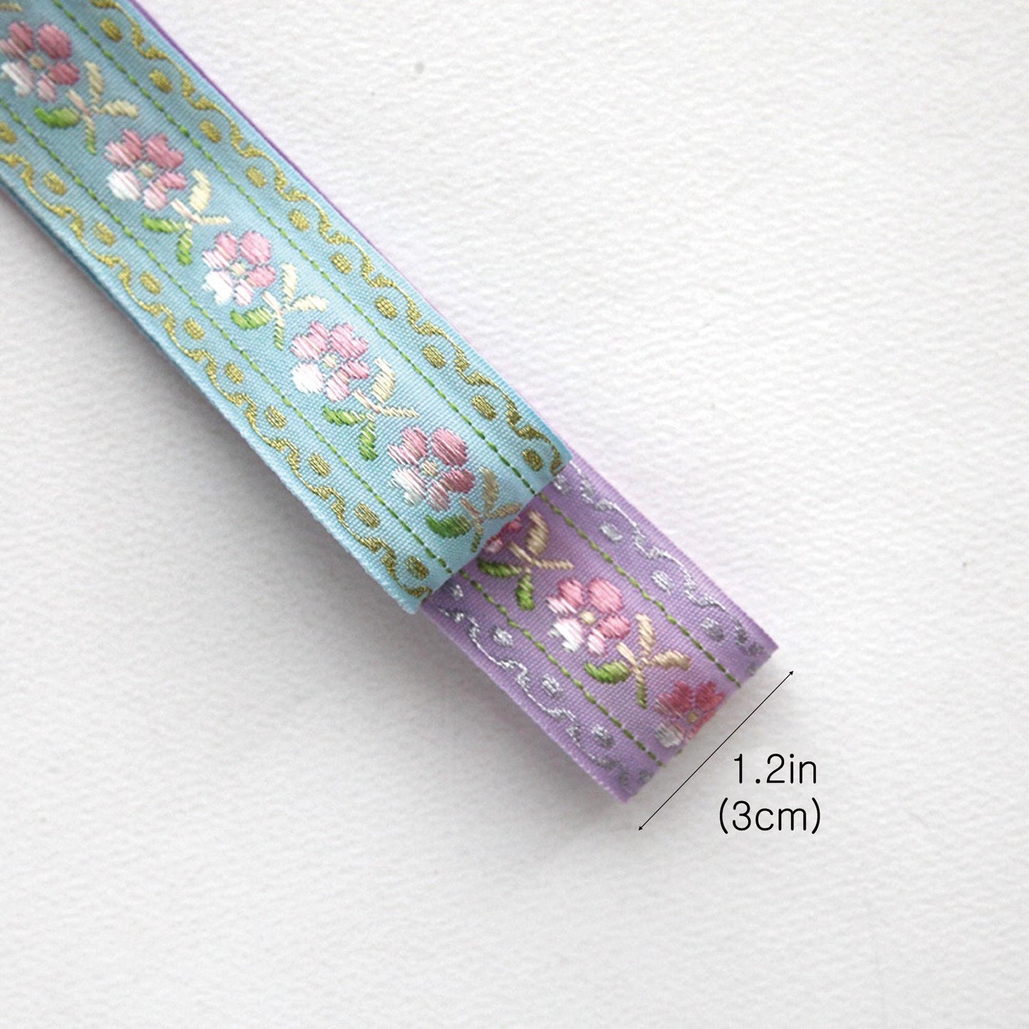 Pastel Floral Embroidered Ribbon 5Yards