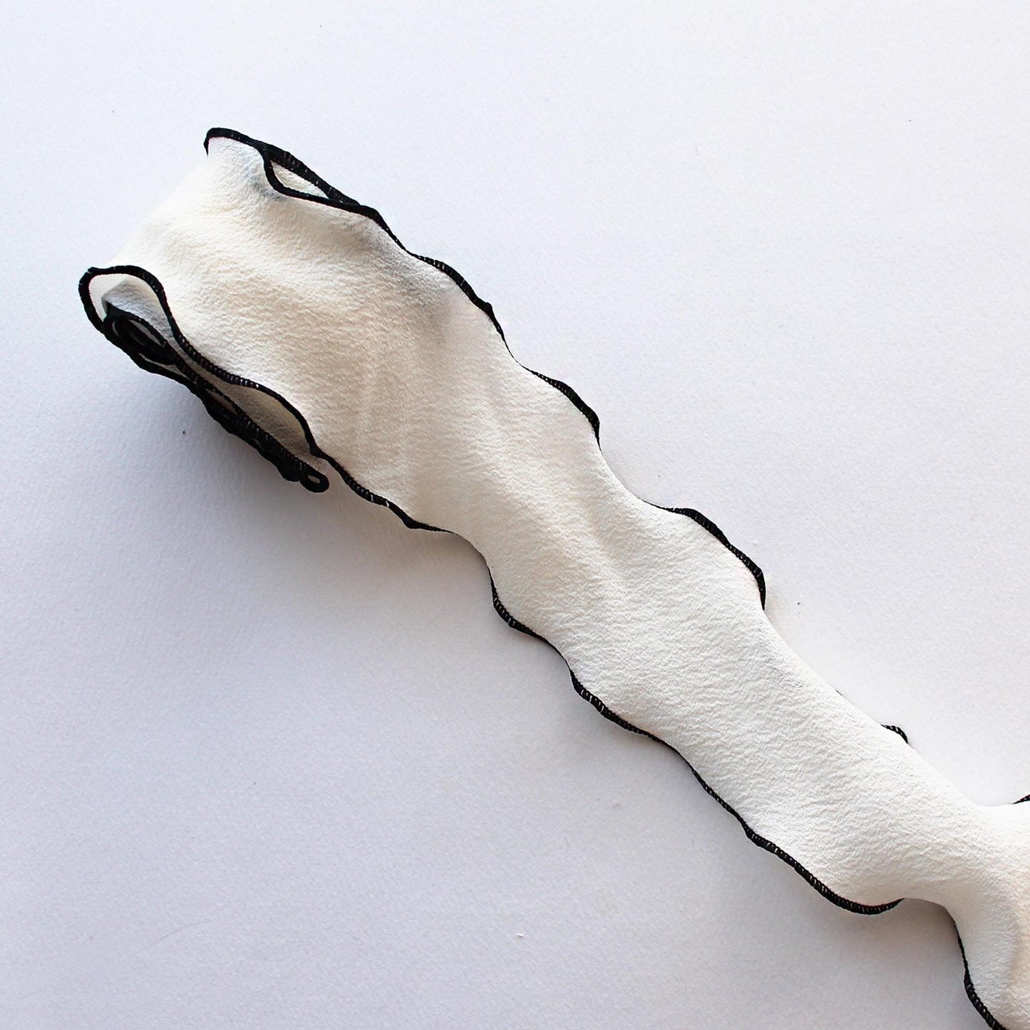 Elegant Wavy Edge Ribbon with Black Contrast Trim 2in x 5Yards