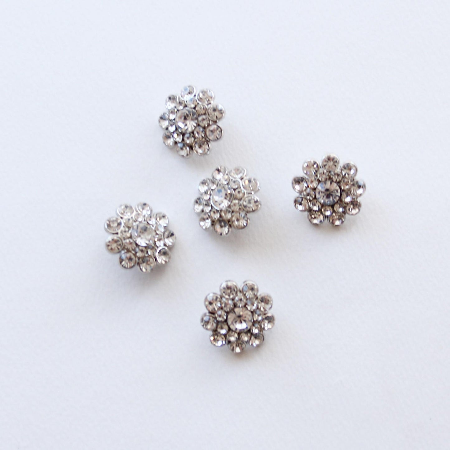 Clear Crystal Flower Button Embellishment, Pack of 4