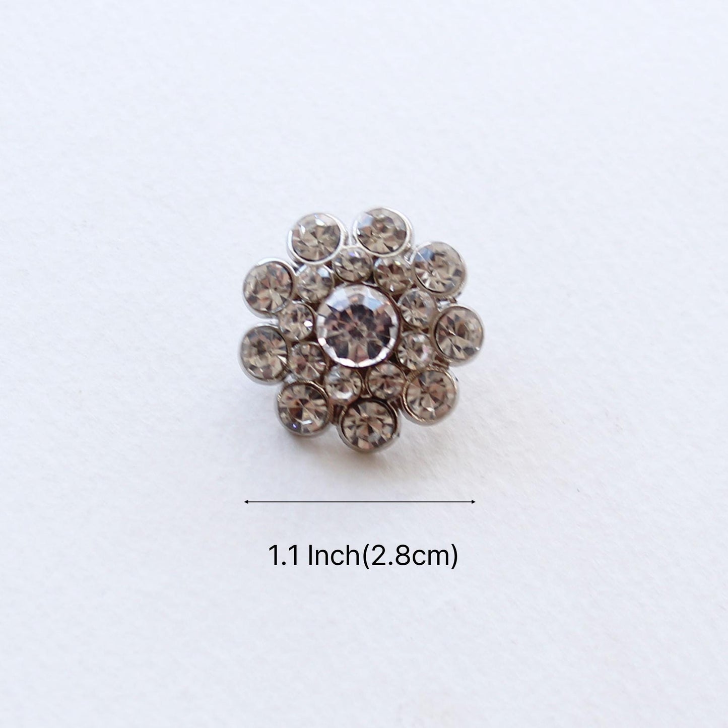 Clear Crystal Flower Button Embellishment, Pack of 4