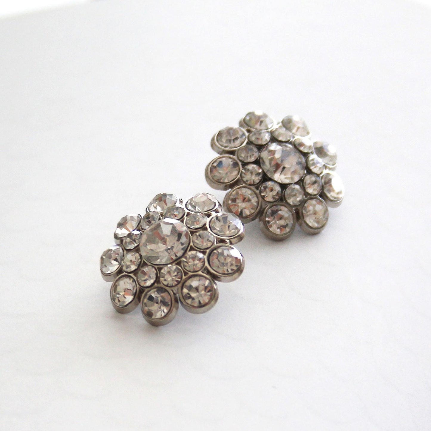 Clear Crystal Flower Button Embellishment, Pack of 4