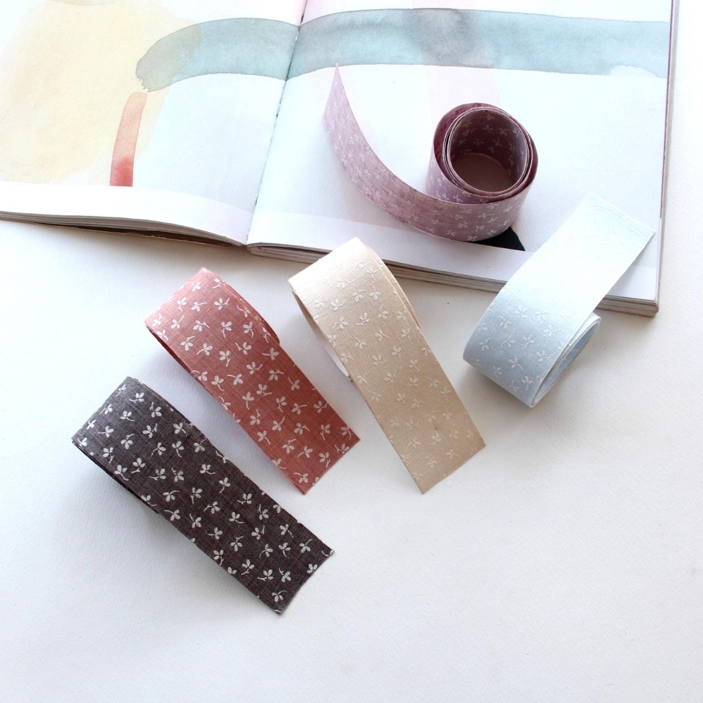Floral Cotton Ribbon, Wide Fabric for Hair Bows, Sewing, Gift Wrapping (1.57in 5Yards)