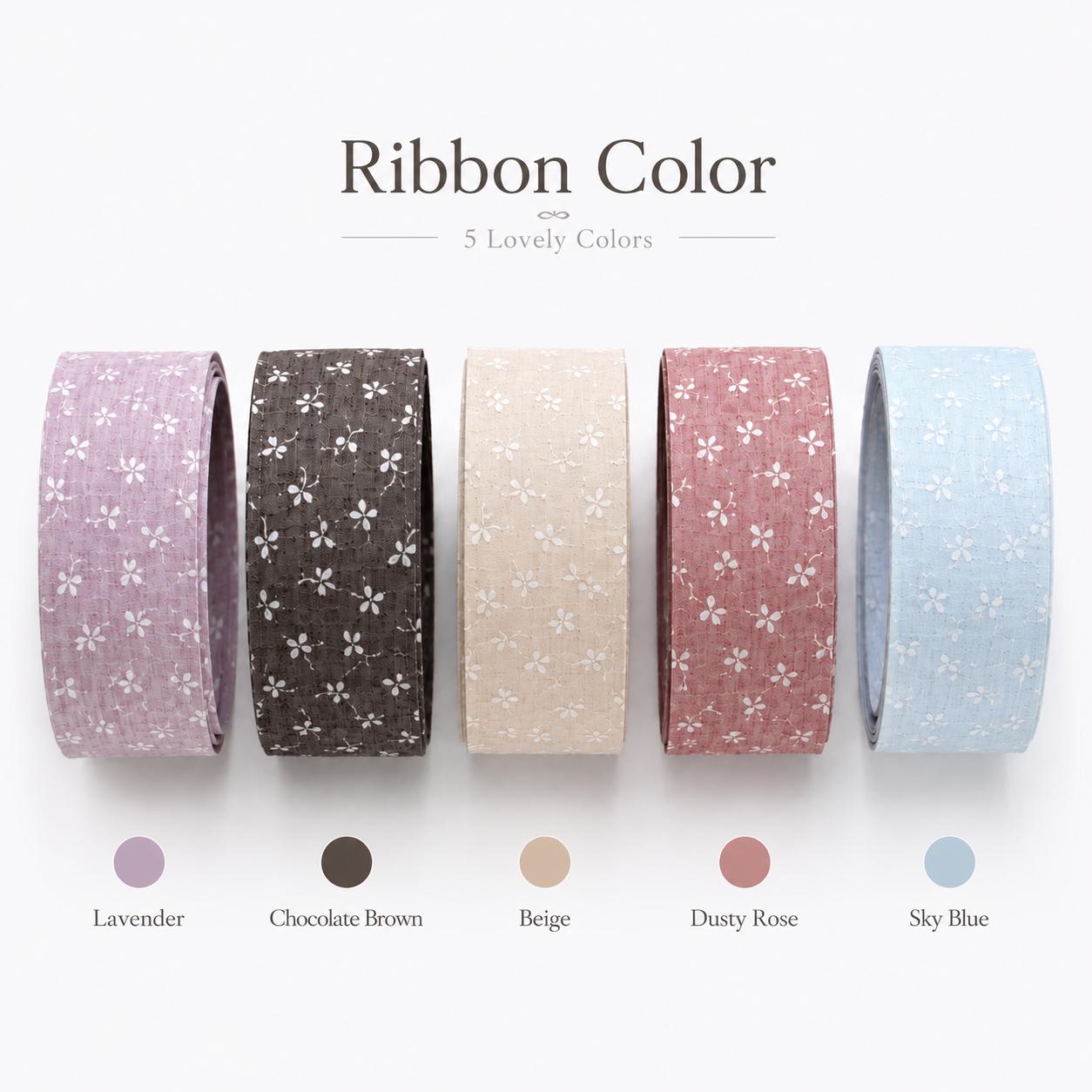 Floral Cotton Ribbon, Wide Fabric for Hair Bows, Sewing, Gift Wrapping (1.57in 5Yards)