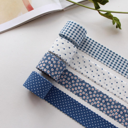 Charming Blue-Themed ribbons, Hair Bow Supply, Gift Wrapping, Craft Material, 1.57 Inch (4cm), 5 Yards
