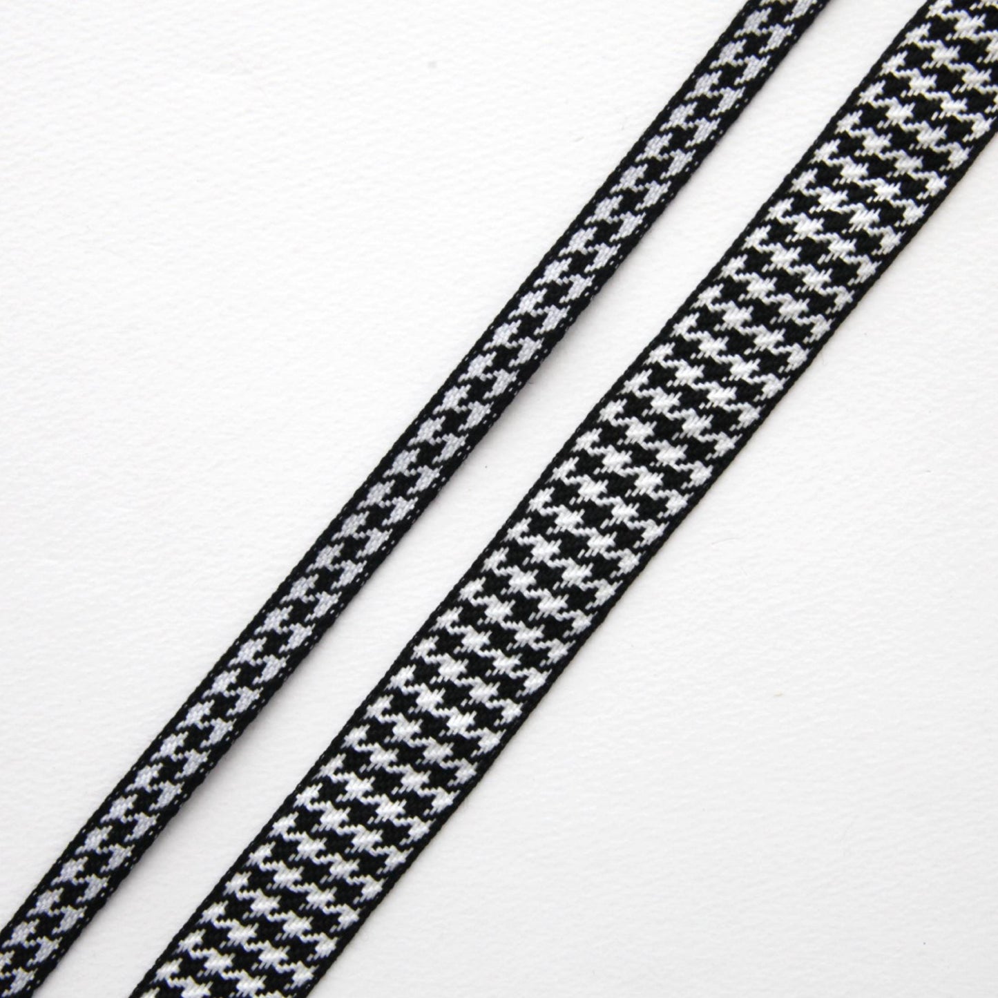 Houndstooth Jacquard Ribbon, Black White Woven Trim, Hair Bow Crafting Supplies 5Yards