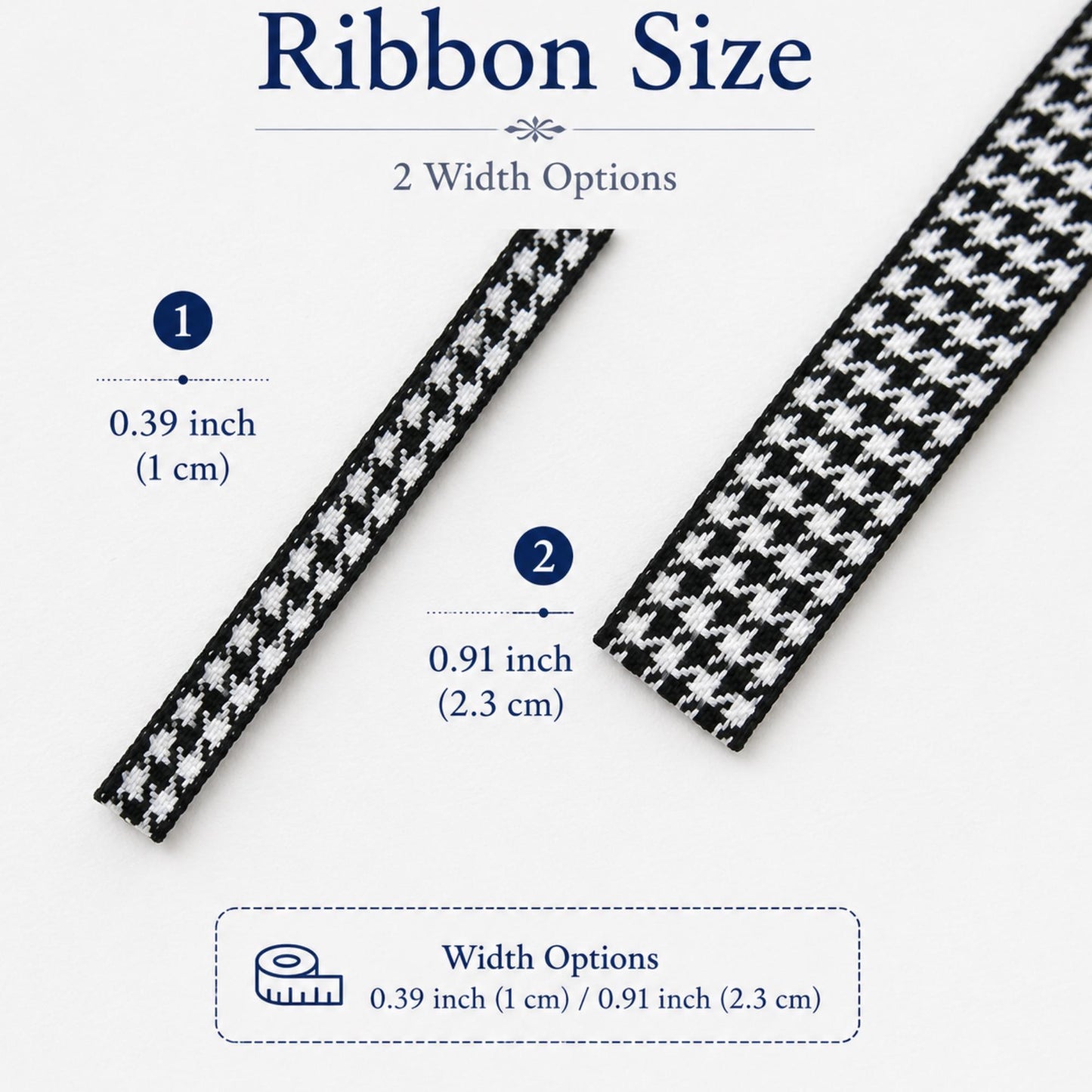 Houndstooth Jacquard Ribbon, Black White Woven Trim, Hair Bow Crafting Supplies 5Yards