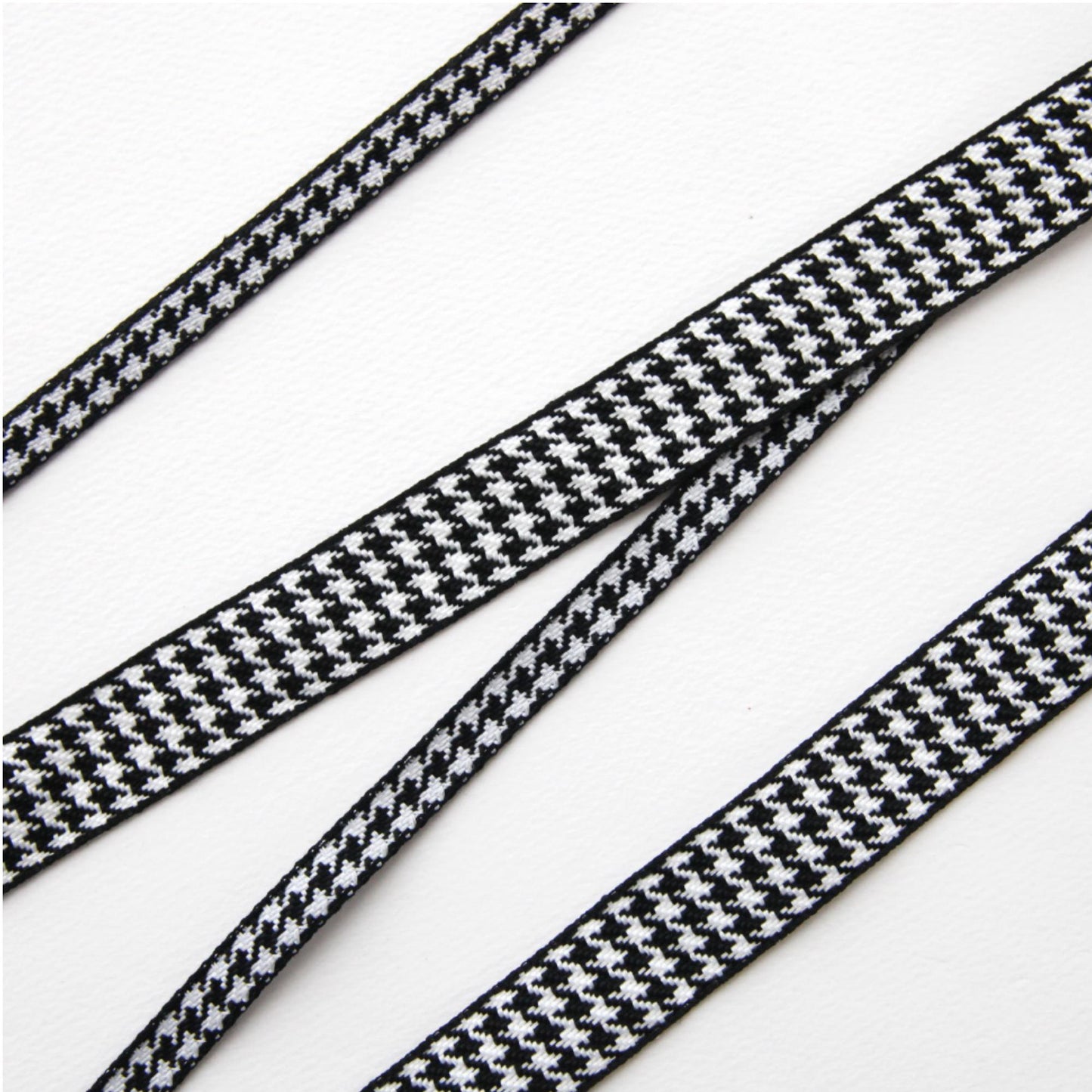Houndstooth Jacquard Ribbon, Black White Woven Trim, Hair Bow Crafting Supplies 5Yards