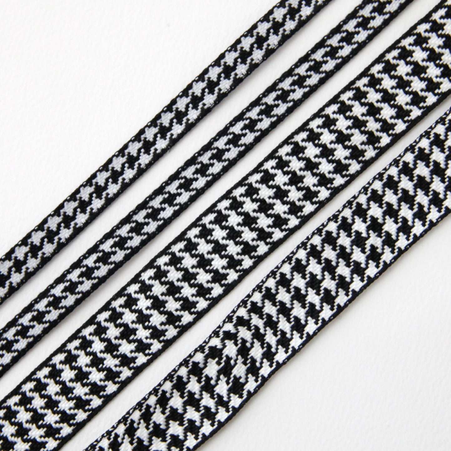 Houndstooth Jacquard Ribbon, Black White Woven Trim, Hair Bow Crafting Supplies 5Yards