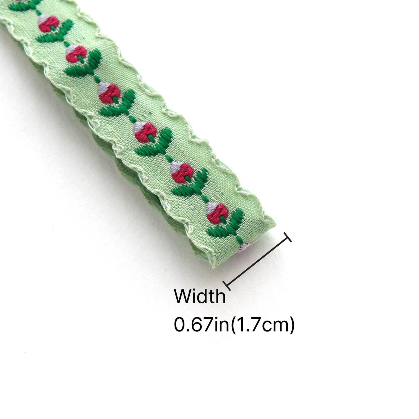 Floral Embroidered Ribbon Trim, Scalloped Jacquard Trim 5Yards