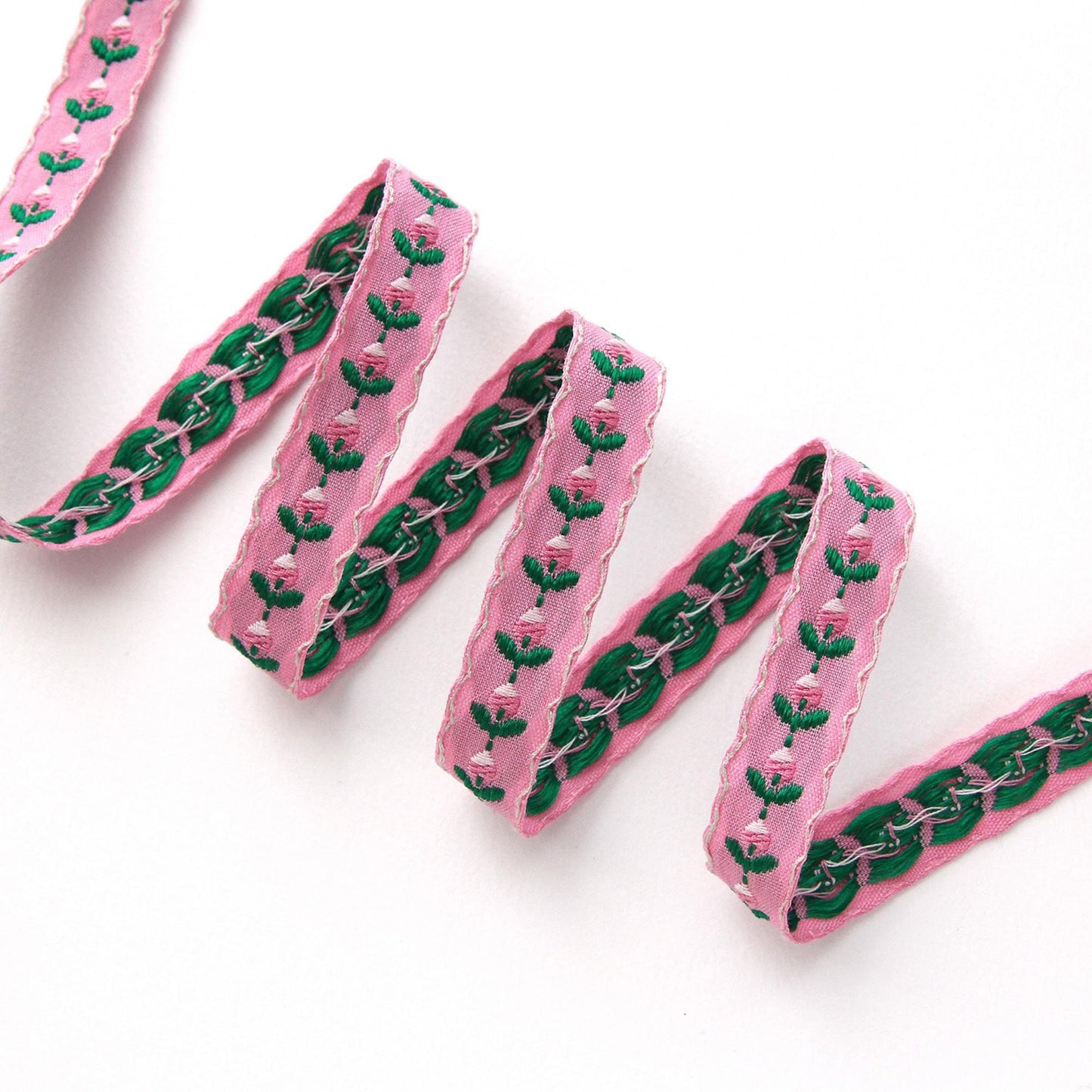 Floral Embroidered Ribbon Trim, Scalloped Jacquard Trim 5Yards