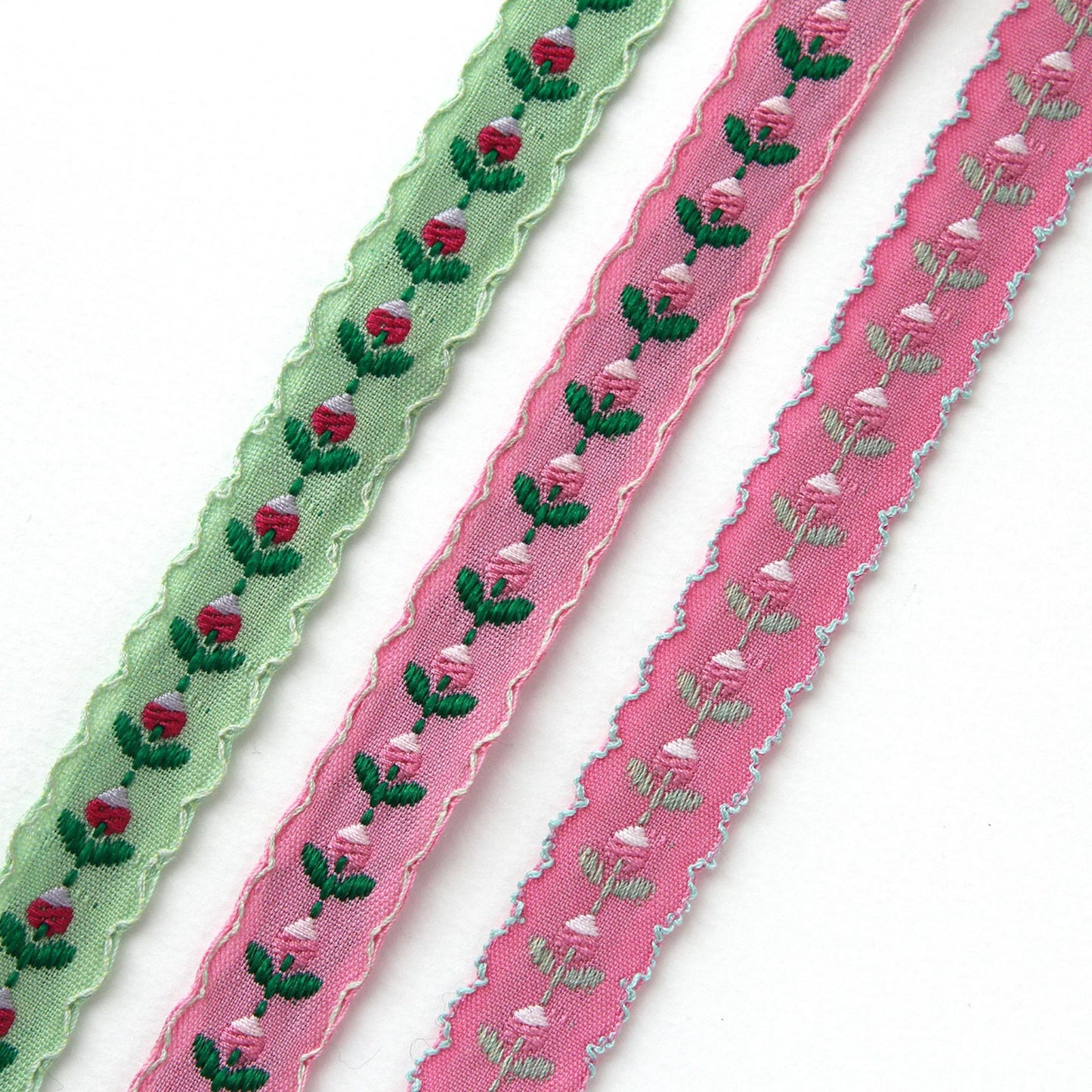 Floral Embroidered Ribbon Trim, Scalloped Jacquard Trim 5Yards