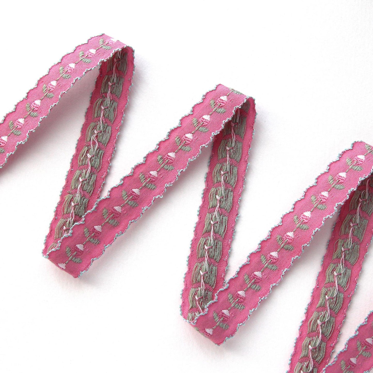 Floral Embroidered Ribbon Trim, Scalloped Jacquard Trim 5Yards