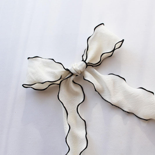 Elegant Wavy Edge Ribbon with Black Contrast Trim 2in x 5Yards