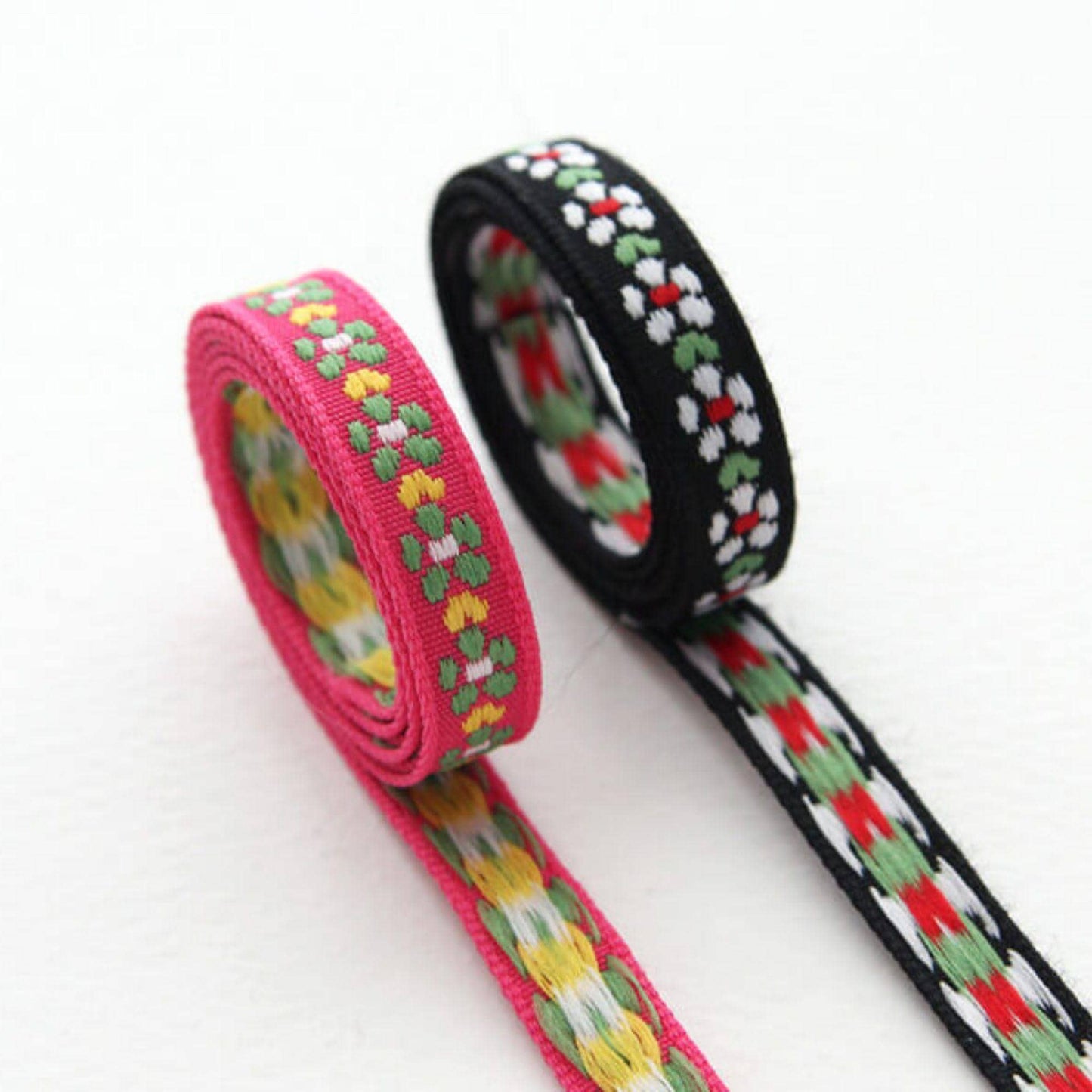 Floral Embroidered Ribbon Trim, Scalloped Jacquard Trim 5Yards