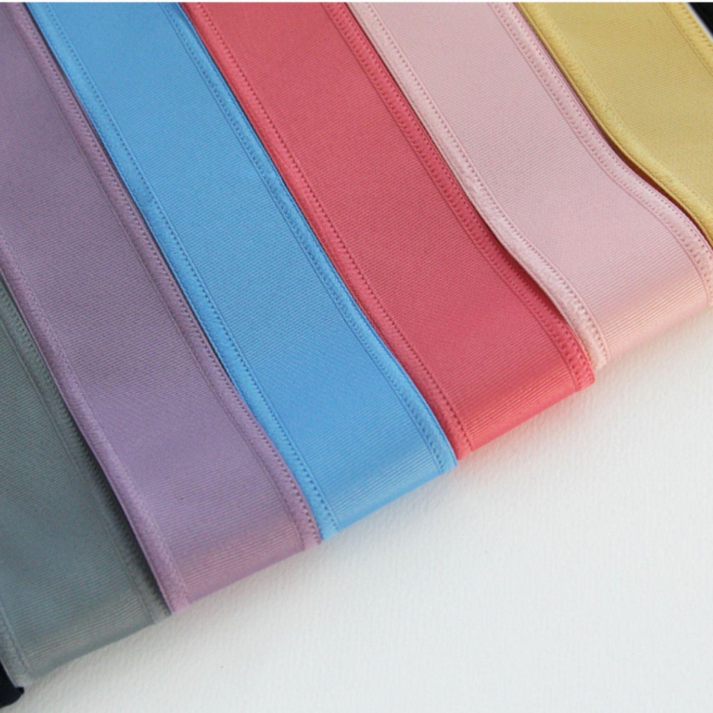 Solid Color Overlocked Edge Grosgrain Ribbon for Hair Bows, DIY Craft Supplies 5Yards