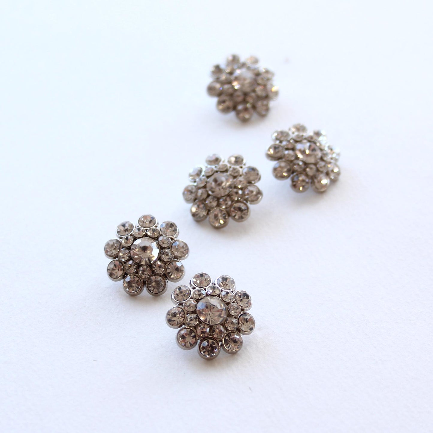 Clear Crystal Flower Button Embellishment, Pack of 4