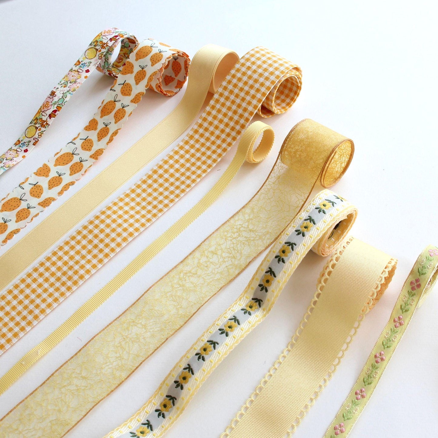 Yellow Craft Ribbons, Hair Bow Supply, Gift Wrapping, Craft Material 5 Yards
