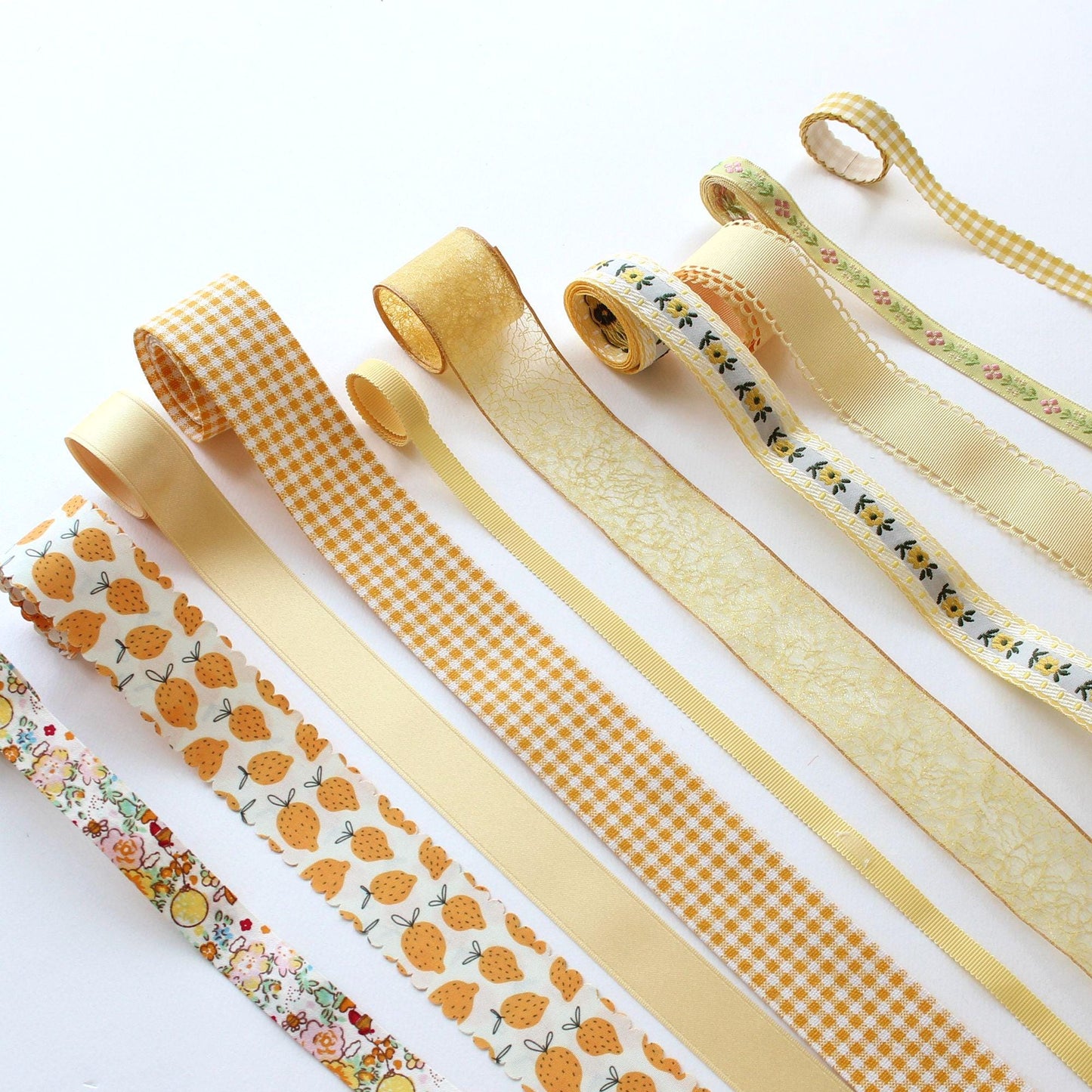 Yellow Craft Ribbons, Hair Bow Supply, Gift Wrapping, Craft Material 5 Yards