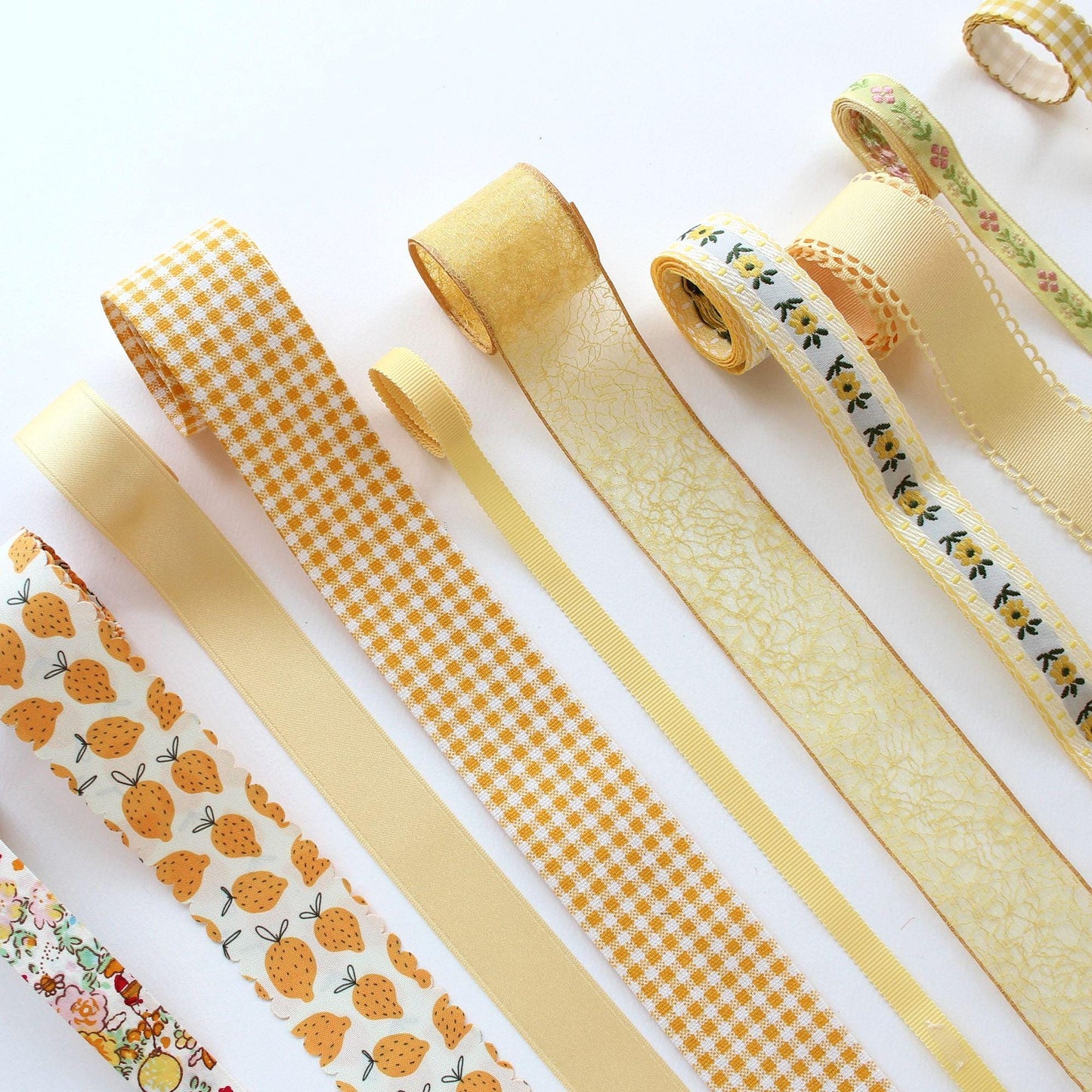 Yellow Craft Ribbons, Hair Bow Supply, Gift Wrapping, Craft Material 5 Yards