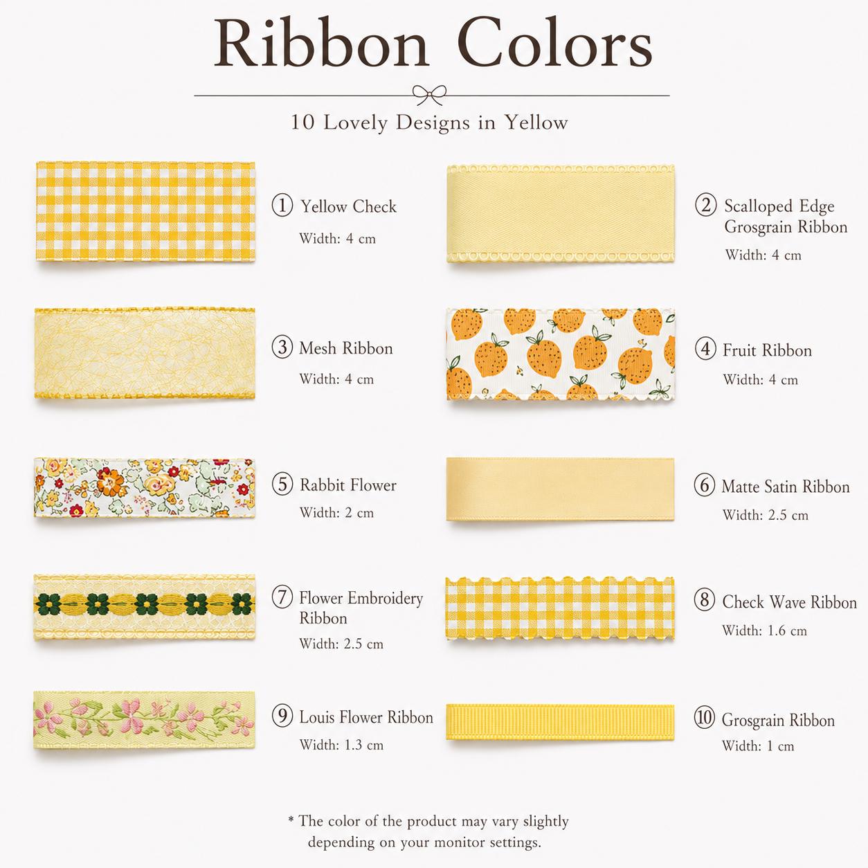 Yellow Craft Ribbons, Hair Bow Supply, Gift Wrapping, Craft Material 5 Yards