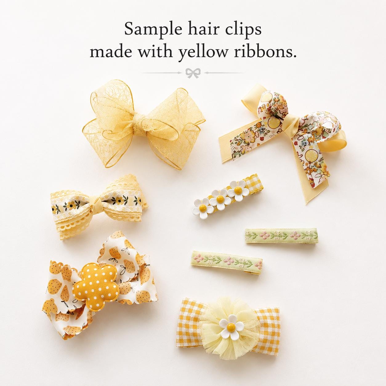 Yellow Craft Ribbons, Hair Bow Supply, Gift Wrapping, Craft Material 5 Yards