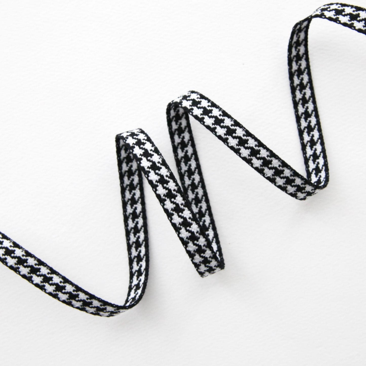 Houndstooth Jacquard Ribbon, Black White Woven Trim, Hair Bow Crafting Supplies 5Yards