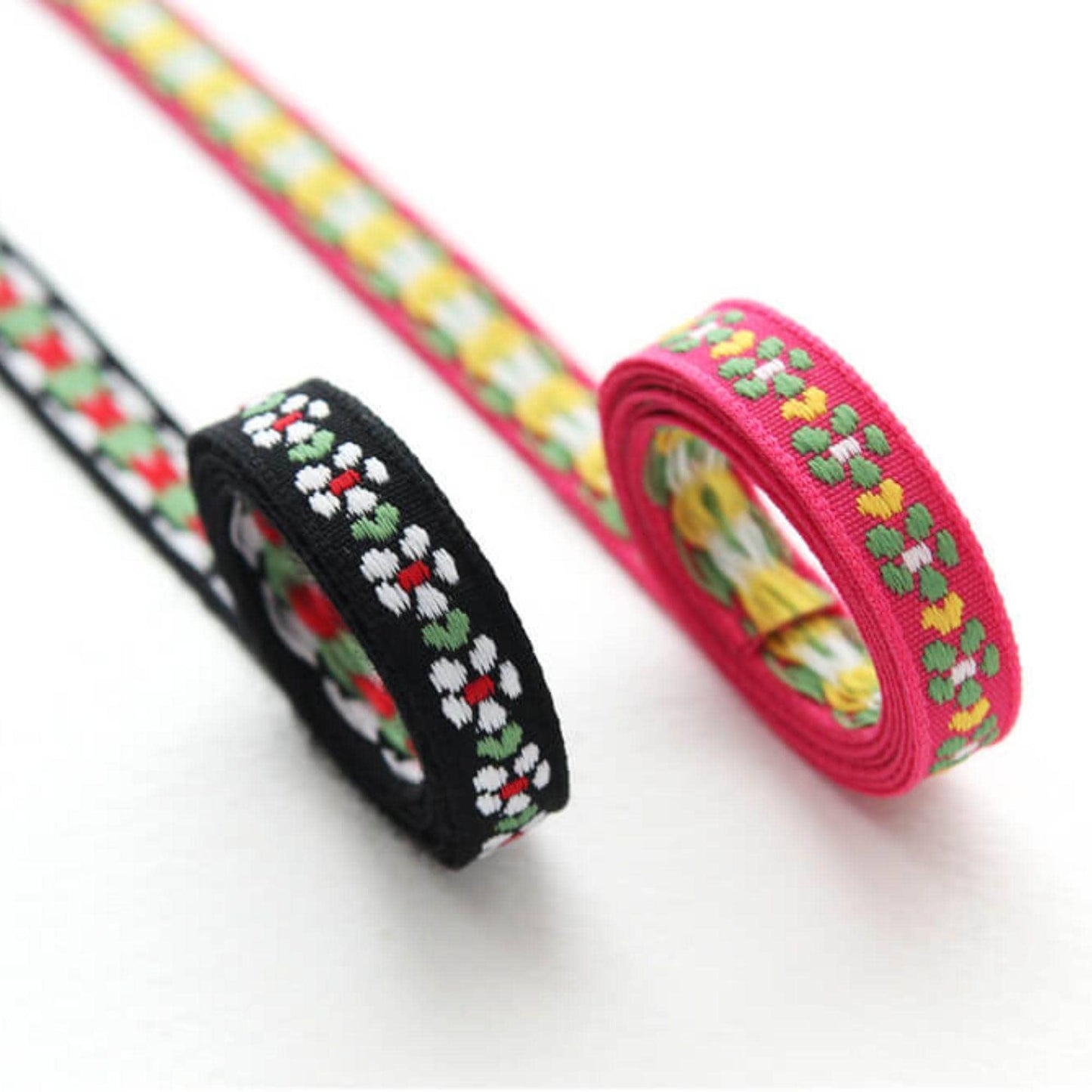 Floral Embroidered Ribbon Trim, Scalloped Jacquard Trim 5Yards