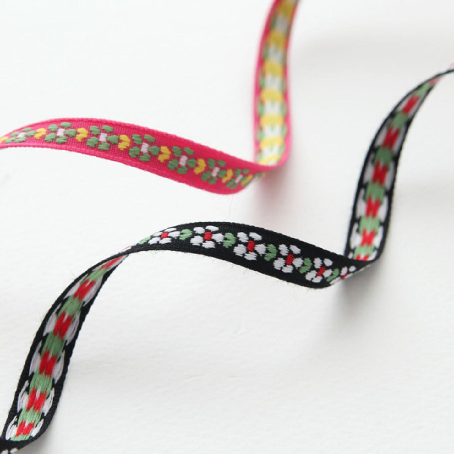 Floral Embroidered Ribbon Trim, Scalloped Jacquard Trim 5Yards
