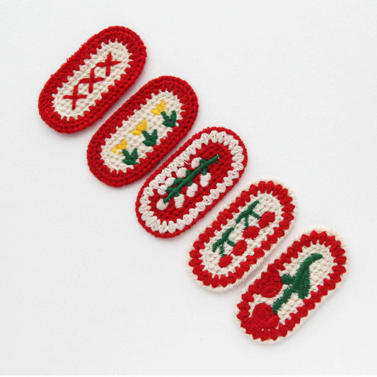 Crochet Embroidered Appliques, Vintage Floral & Cherry Embroidery Patches, DIY Craft Supplies 5/10pcs
